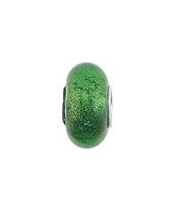 Frolic Sterling Silver Green Gold Murano Glass Roundel Charm