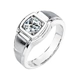 Classy! High Fashion! Men's 14k White-gold 06.50MM = 1CTTW Moissanite High-Polish Ring