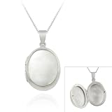 Sterling Silver Oval Mother Of Pearl Pendant Locket, 18