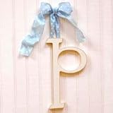 Wooden Hanging p: Pink Polka Dot Ribbon