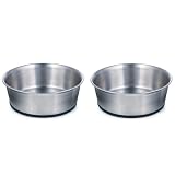 16 OZ - Rubber Bottom Stainless Steel Bowl - SET OF 2 MATCHING BOWLS