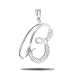 Jewelco London 9 Carat White Gold Elegant Diamond-Set Script Style Initial Pendant - Initial B
