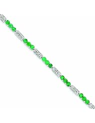 Genuine .925 Sterling Silver Emerald And Diamond Bracelet 5.5 Grams . 100% Satisfaction Guaranteed.
