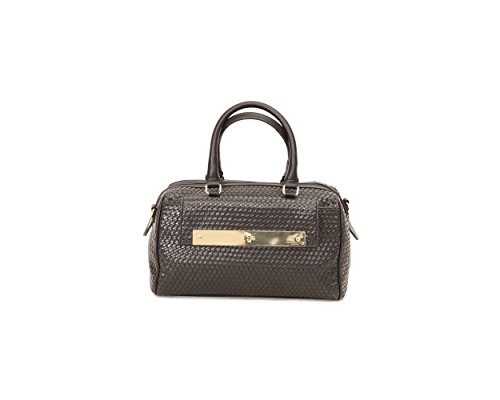 Olivia and Joy Womens Fashion Designer Handbags Josette Woven Faux Leather Top Zip Top Handle Purse Black
