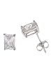 Sterling Silver Emerald Cut CZ 5mm x 7mm Basket Set Stud Earrings