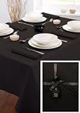 100% Cotton 54in x 90in Black Tablecloth and 4 Napkin Set