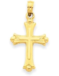 14k Gold Budded Cross Charm