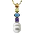 14K Yellow Gold Paspaley South Sea Cultured Pearl, Citrine, Peridot, Blue Topaz and Amethyst Pendant