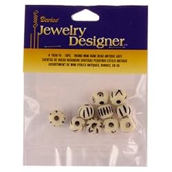 Bone Bead, Round Miniature Assorted, 10pc Pkg