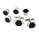 Onyx Hexagonal Silverplated Stud Set