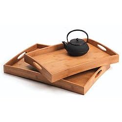 Bamboo Serving Tray - Perfect for Parties or the Bedroom (Bamboo) (18 W x 12 D x 1.75 H) by 
