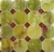 4x4 Sample of 2x2 Green Onyx Octagon With Red Dots Polished Mosaic Tiles