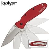 Kershaw Ken Onion Red Scallion Folding Pocket Knife with Speed Safe - B0009VC9X6