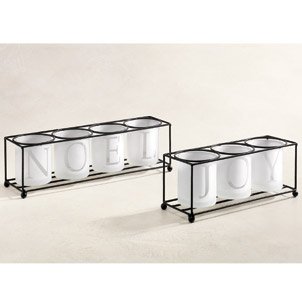 Christmas JOY Frosted Glass Candle Holder Set - 3 Flameless Tealights Included