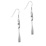 Sterling Silver Twisted Rectangular Ribbon Dangle Earrings