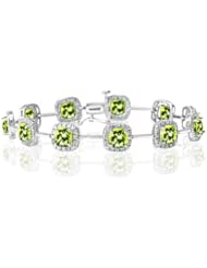 0.55 Cts Diamond & 10.60 Cts Peridot Bracelet in 14K White Gold