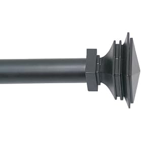 Drapery Window Curtain Rod Drapery Rod 18 Inch-48 Inch Stacked Sq Black