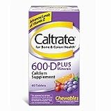 Caltrate Calcium Supplement with Vitamin D & Minerals, Chewable Tablets