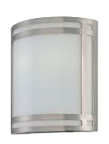 Lite Source LS-16993 Wall Sconce Lite, Polished Steel with Frost Glass Shade