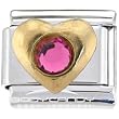 Heart October Birthstone Italian Charm