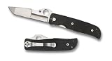 SPYDERCO Double Bevel G-10 Plain Edge Knife, Black, Left/Right