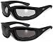 2 Motorcycle Riding Glasses Sunglasses Day and Night Smoke Clear Has EVA Foam Padding to Protect Against Wind and Dust New