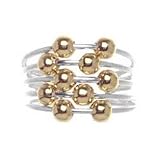 Sterling Silver Multi Wire Toe Ring With 18kt Gold over Sterling Silver Beads Two Tone Toe Ring