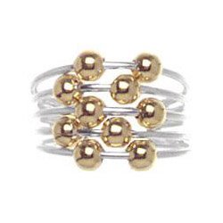 Sterling Silver Multi Wire Toe Ring With 18kt Gold over Sterling Silver Beads Two Tone Toe Ring