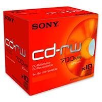 Sony 80min/700MB 1-4X Speed CD-RW 10pk slim jewel case