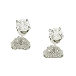 Moving Pair of 14K White Gold Solitaire Studs with .75cttw of Diamonds