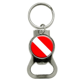 Scuba Diver Flag - Diving - Bottle Cap Opener Keychain Ring