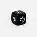 Opaque 10mm 6-sided Backgammon Doubling Cube, Black with White