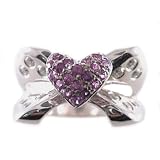 .78ct.Diamond and Pink Sapphire pave-set heart Promise Ring