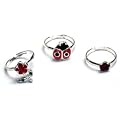 SG PARIS BIJOUX FANTAISIE BAGUE REGLABLE SET X3Pc ENFANT METAL EMAILLE ROUGE