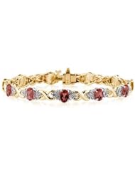 14k Yellow Gold Diamond and Garnet Bracelet