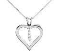 9ct White Gold Ladies 3 Diamond Heart Pendant & 18" Chain