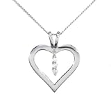 9ct White Gold Ladies 3 Diamond Heart Pendant & 18 Chain