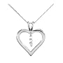 9ct White Gold Ladies 3 Diamond Heart Pendant & 18" Chain