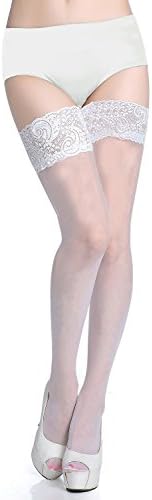 McDonalnd Fascinating Premium Thigh High Stockings with Silicon Lace Ultra Smooth and Durable WhiteOne Size 3 Pack $5.5 Per Pair