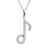 10k White or Yellow Gold Diamond Music Note Pendant (1/7 cttw, I-J Color, I3 Clarity), 18