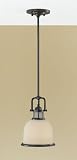 Murray Feiss P1144DBZ Parker Place Collection 1-Light Mini-Pendant, Dark Bronze Finish with White Opal Etched Glass Shade