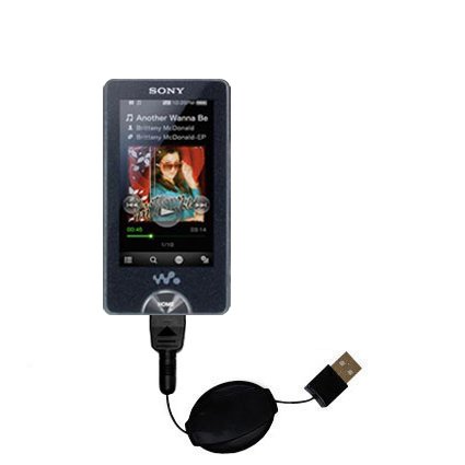 Retractable USB Cable for the Sony Walkman X Series NWZ-X1051 with Power Hot Sync and Charge capabilities - uses Gomadic TipExchange Technology