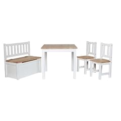 Kindersitzgruppe Kinderm�bel Sitzgruppe + Kindertruhenbank Kinderbank Truhenbank in Wei�lack inkl. Spielzeugkiste Stauraum f�r die Spielsachen Set : Anni