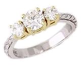 Three Stone Engraved Diamond Ring