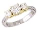 Three Stone Engraved Diamond Ring