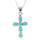 Sterling Silver Turquoise Inlay Cross Pendant, 18
