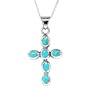 Sterling Silver Turquoise Inlay Cross Pendant, 18"