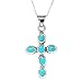 Sterling Silver Turquoise Inlay Cross Pendant, 18