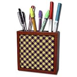 777images Designs Patterns - Purple and Gold LSU Tartan Dark purple and yellow - Tile Pen Holders-5 inch tile pen holder