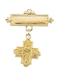 14k Yellow-Gold Four Way Medal Baptismal Brooch by US Gems